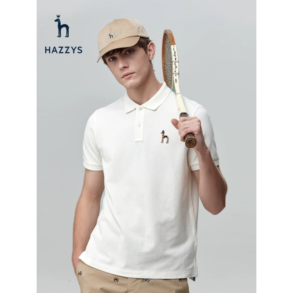 Bán chạy Hazzys Hazzys Mùa hè Phong cách mới Áo thun nam ngắn tay dáng rộng giản dị Áo polo đơn giản