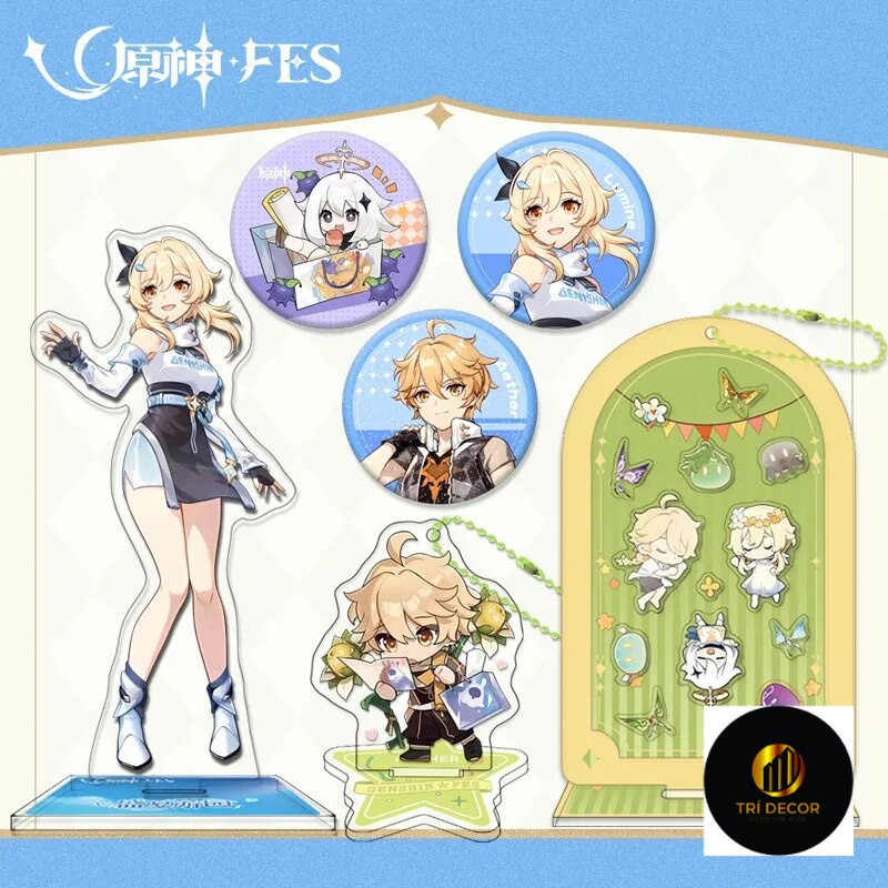 Mô hình Standee Anime Genshin Impact Paimon Acrylic Lumine Aether Game Phụ kiện trang trí để bàn góc