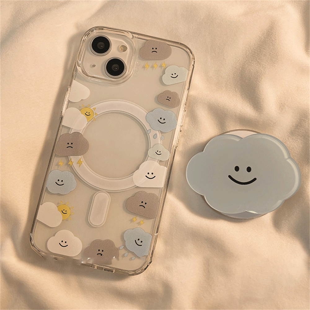 Ốp Điện Thoại Mềm Có Giá Đỡ Nam Châm Hình Đám Mây Hoạt Hình Cho IPhone 11 15 Pro Max 14 Pro Max 7 + 8 + 13 12 X XS XS Max XR