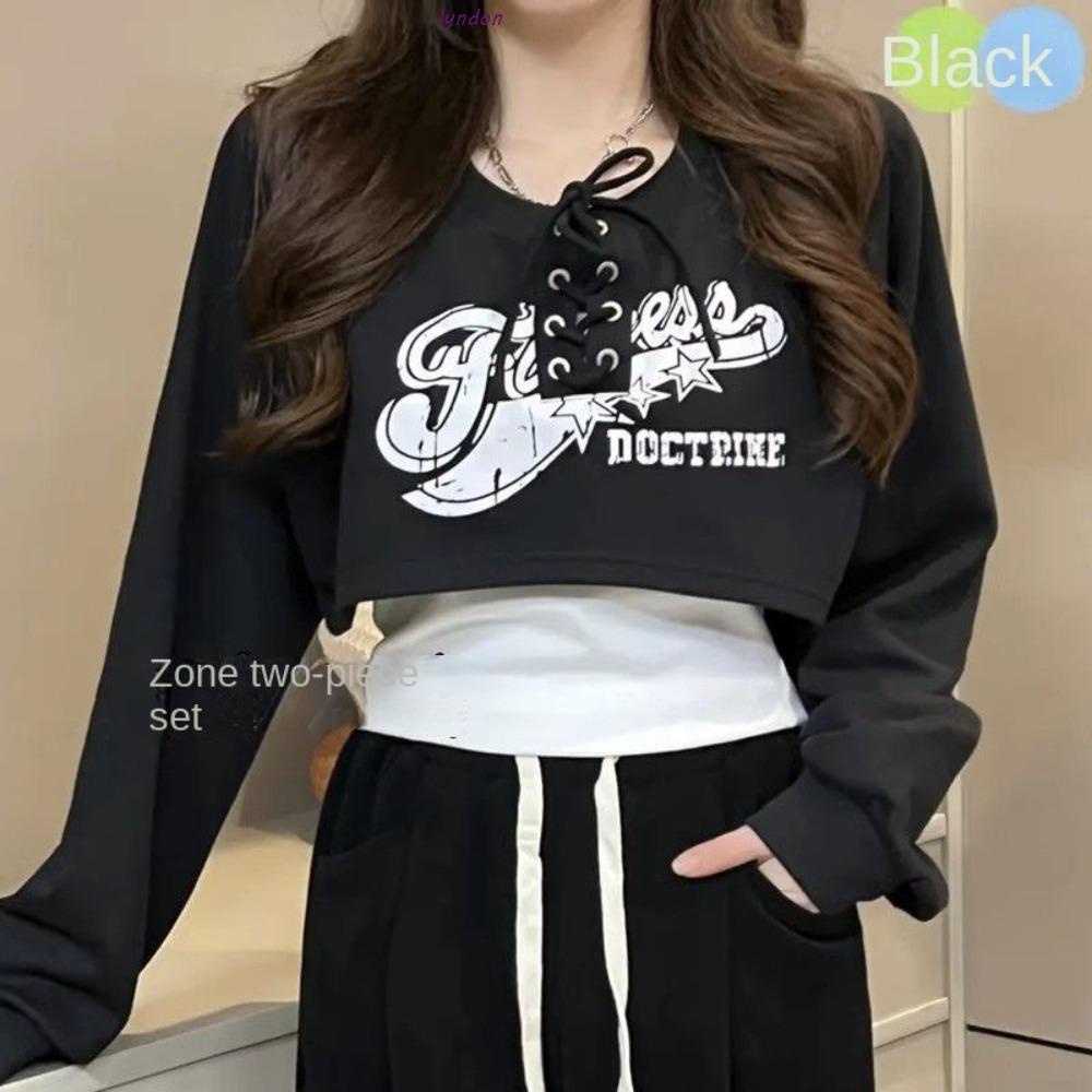 Set 2 Áo Nỉ Trễ Vai Dài Tay Thời Trang Nữ Y2k