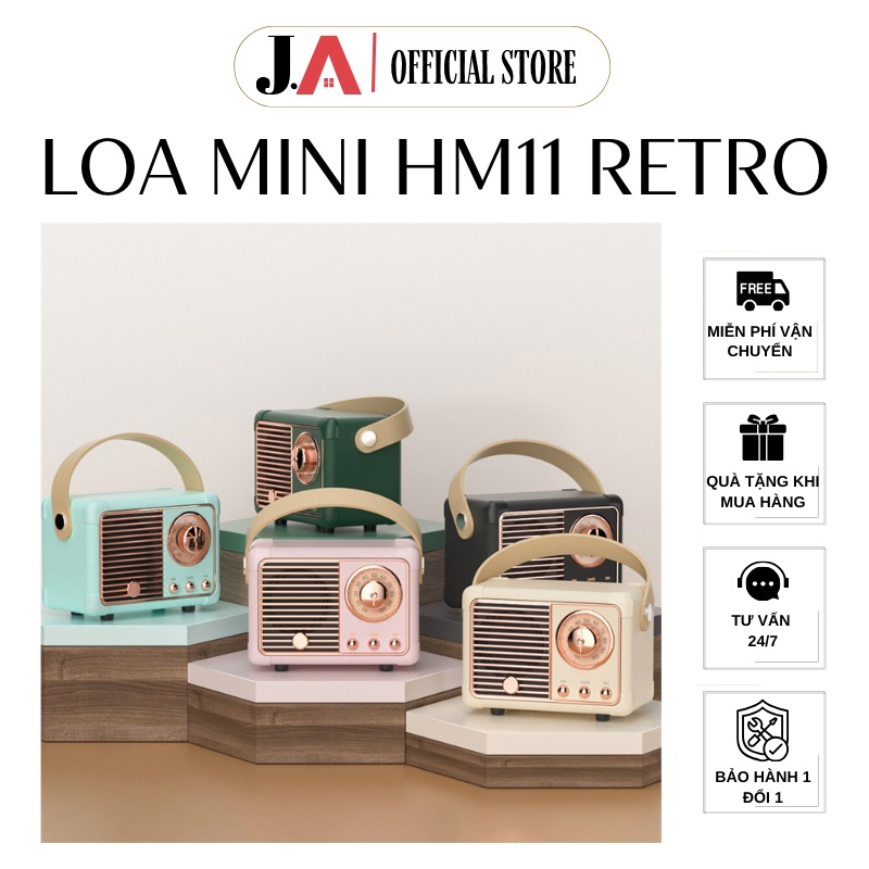 Loa Bluetooth Mini HM11 Kiểu Dáng Vintage Cổ Điển Sang Trọng Nghe Nhạc Âm Thanh Strereo Cực Hay (JA 