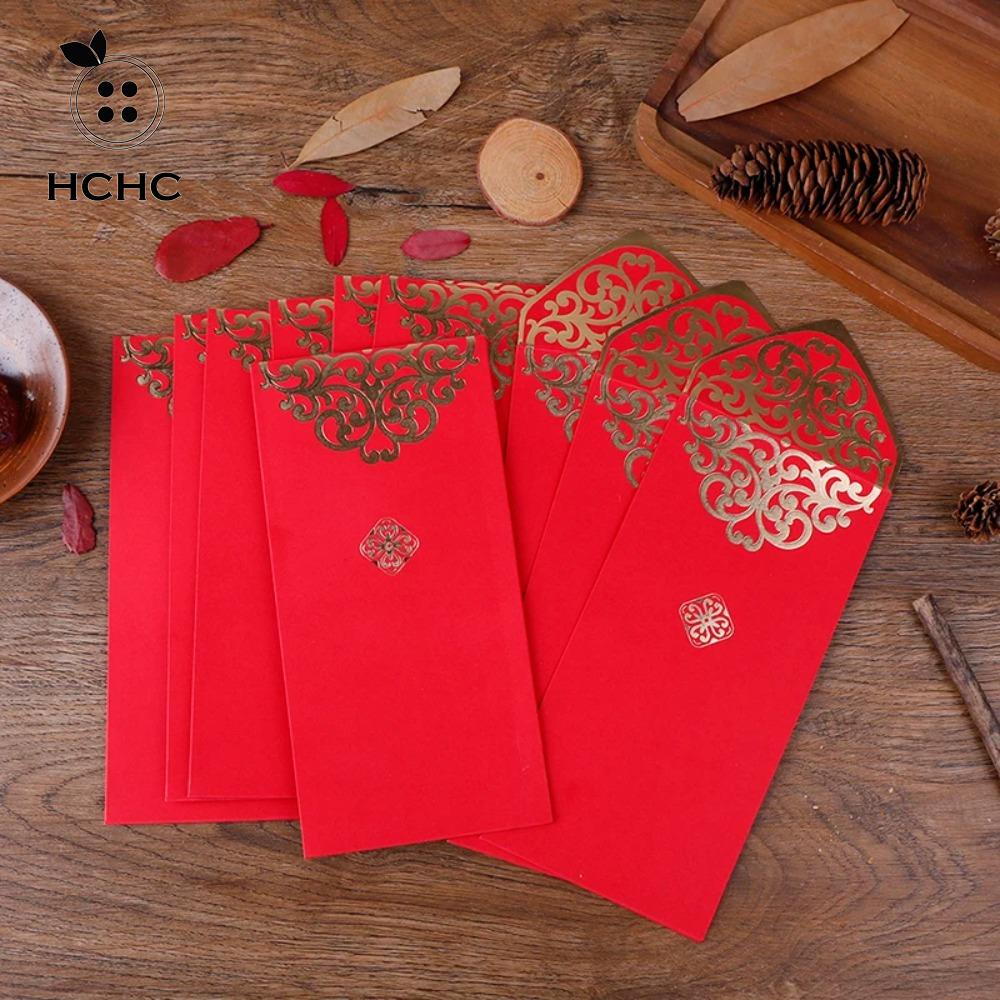 Bộ 10 Bao Lì Xì Đỏ May Mắn Phong Cách Trung Hoa Truyền Thống Năm Mới 2