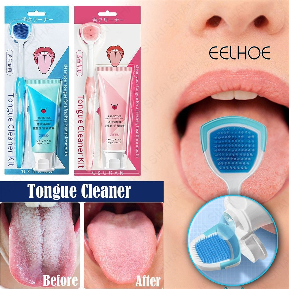   Đảm bảo chính hãng  Gel làm sạch lưỡi Probiotic với dụng cụ cạo lưỡi EELHOE Bộ bàn chải đánh răng loại bỏ vi khuẩn miệng trong miệng 