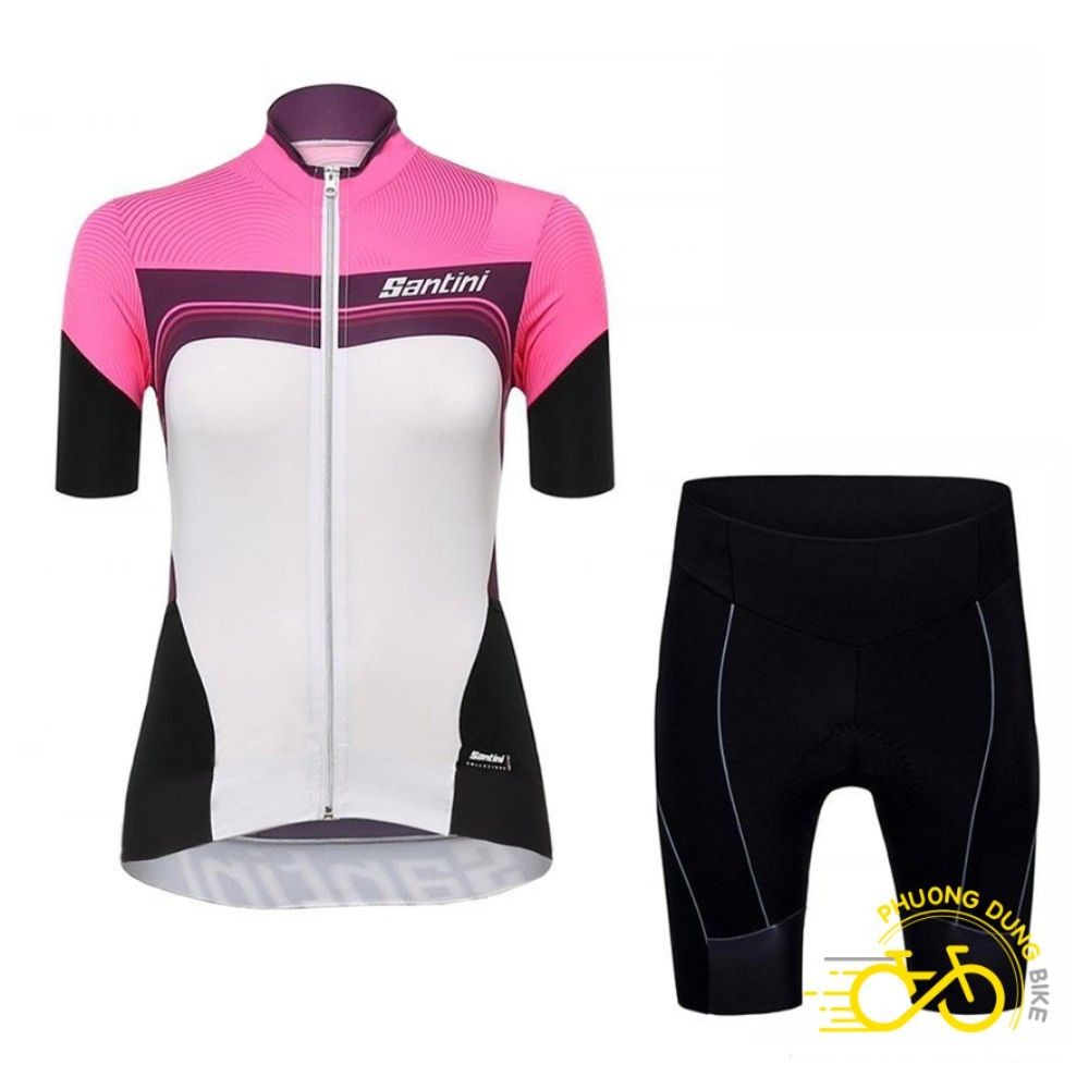 Bộ quần áo thể thao nữ đi xe đạp Santini - Màu Hồng