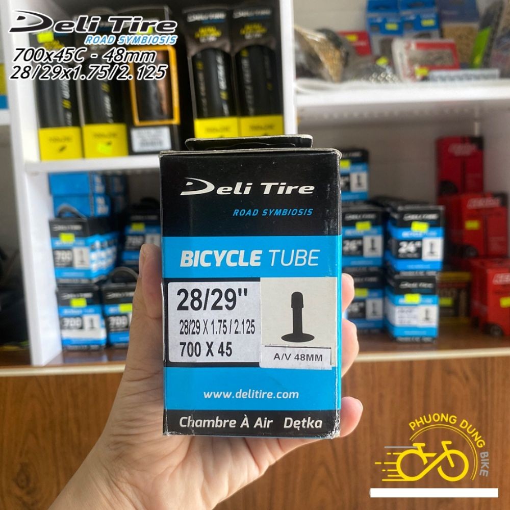 Ruột (Săm) xe đạp Deli Tire 29x1.75-2.125 (700x45) 48mm VAN MỸ - VAN XE MÁY