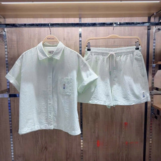 [ Authentic ] Who.au - SÉT KẺ CROP NGẮN TAY WHOAU-WHTHF2512F&WHYWF2512F