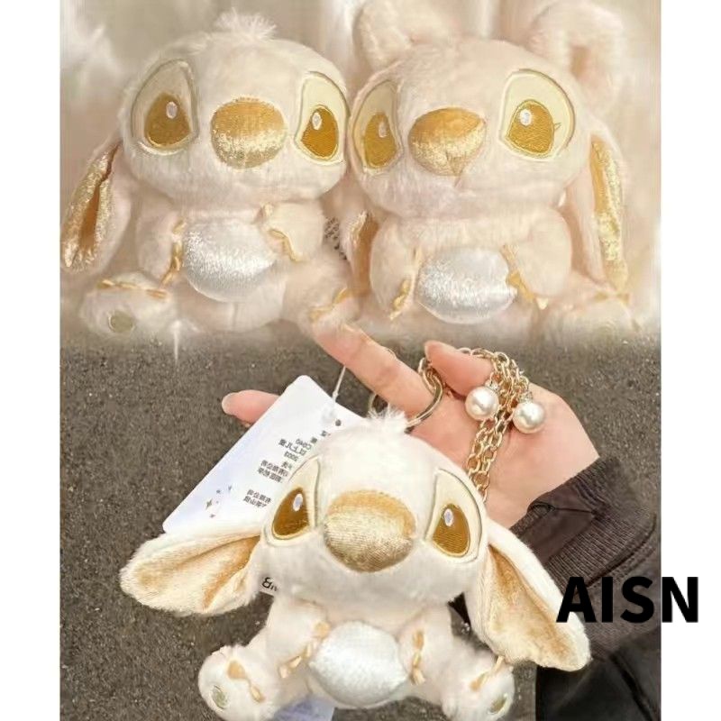 Ter ins Móc Khóa Hình Búp Bê stitch Nhồi Bông Đính Ngọc Trai Vàng Phong Cách Mới Sáng Tạo Dễ Thương Làm Quà Tặng Cho Bạn Gái Có Sẵn Giao