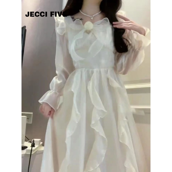 Đầm Công Chúa Tay Dài Thắt Nơ Eo Sang Trọng Cao Cấp Phong Cách Pháp