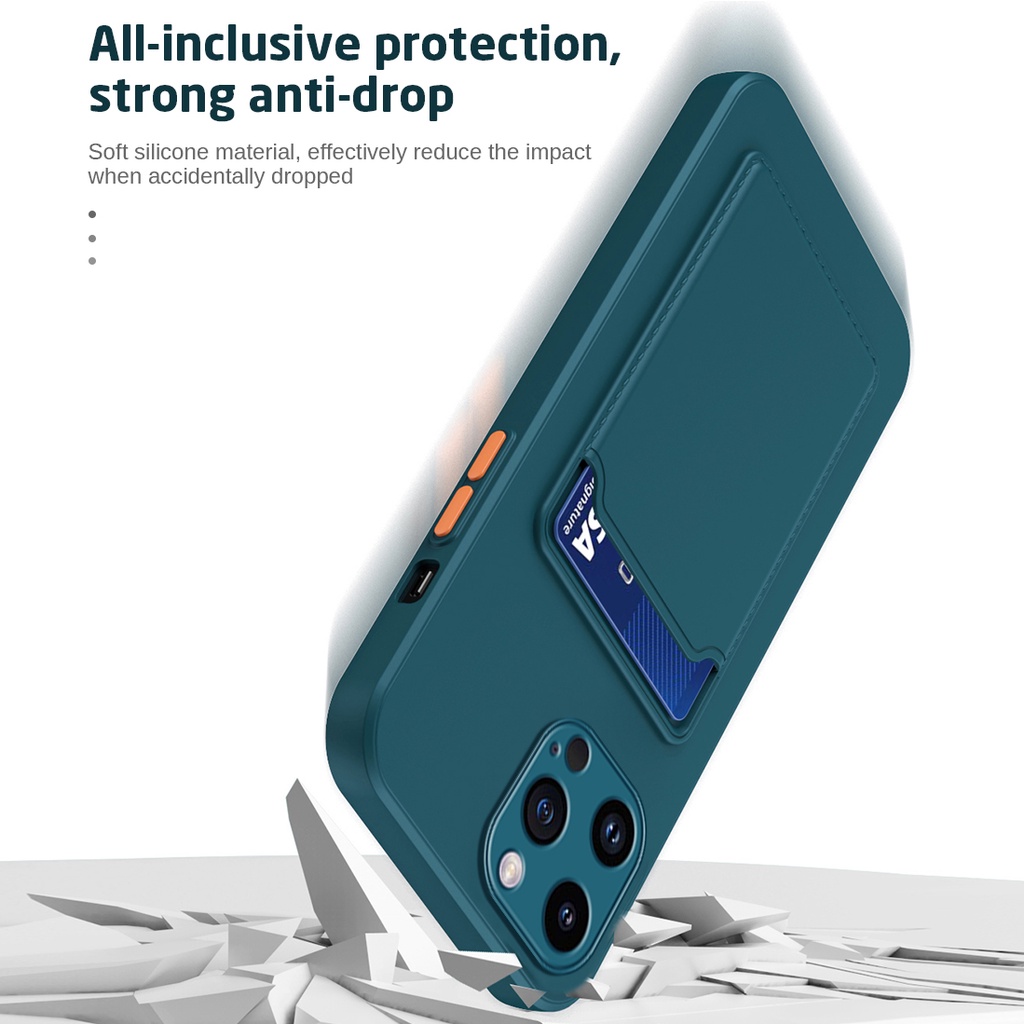 Ôp Điện Thoại Silicon Dẻo Vuông Có Ngăn Đựng Thẻ Cho iphone15 iphone 15 14 pro max plus 5g 15promax 15plus 14plus 5g Ốp