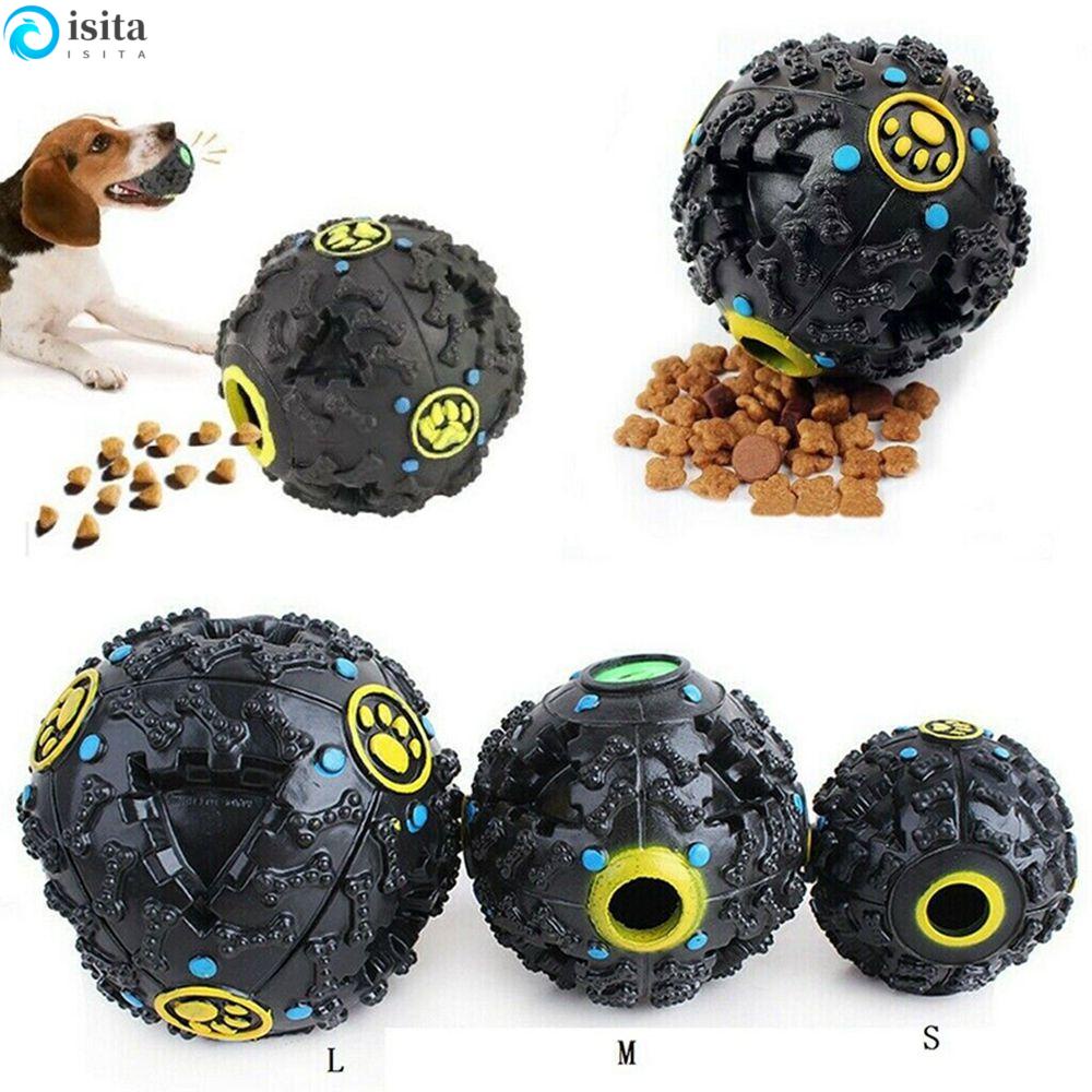 ISITA Durable Dog Feeder Pet Training Pet Puzzle Toys Dog Chew Toy Leakage Food Slow Dispensing Ball for Puppy Squeaking Bite-resistant French Bulldog Pug Pet Food Dispenser/Multicolor