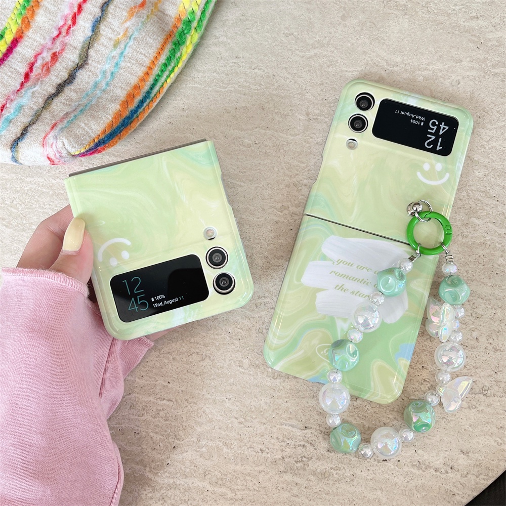 Điện Thoại Bao Da Viền Dẻo Họa Tiết Chữ graffiti Màu Xanh Lá Ngọc Thời Trang Cho samsung galaxy z flip 5 4 3 5g z flip5 zflip3 zflip4 Vỏ