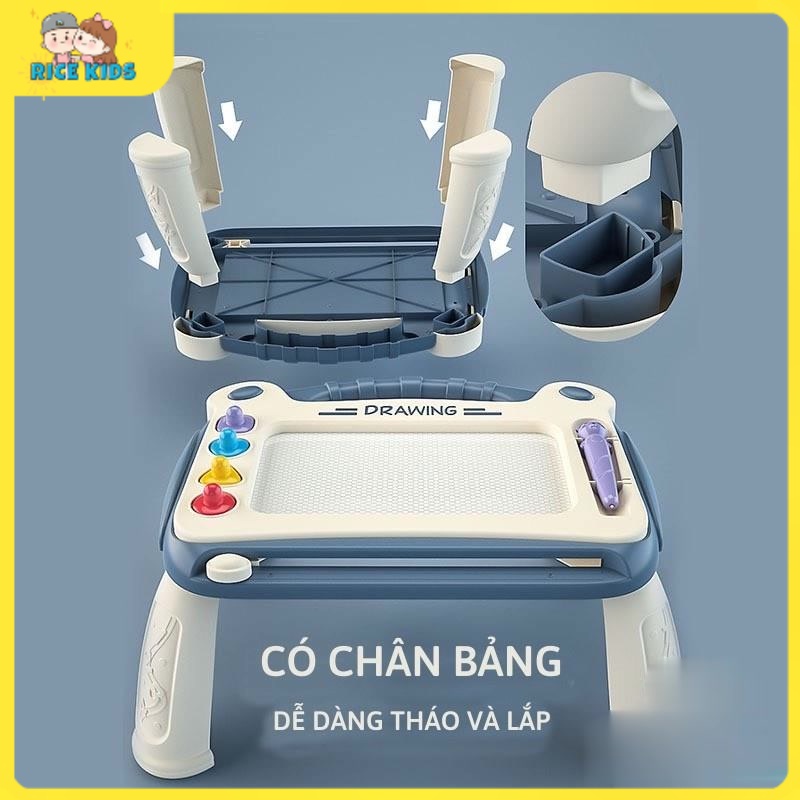 Bảng vẽ tự xóa cho bé thông minh có chân bàn, bảng từ tính tập viết, tập vẽ cho bé