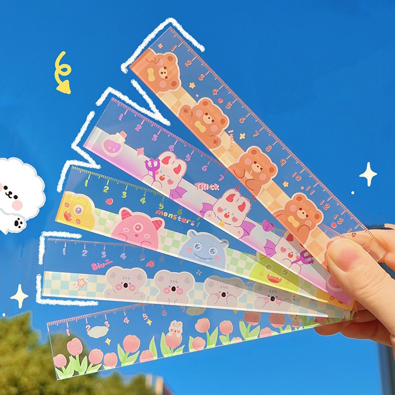 Thước Thẳng Đo Lường 15cm Họa Tiết Hoạt Hình Dễ Thương Cho Học Sinh YD