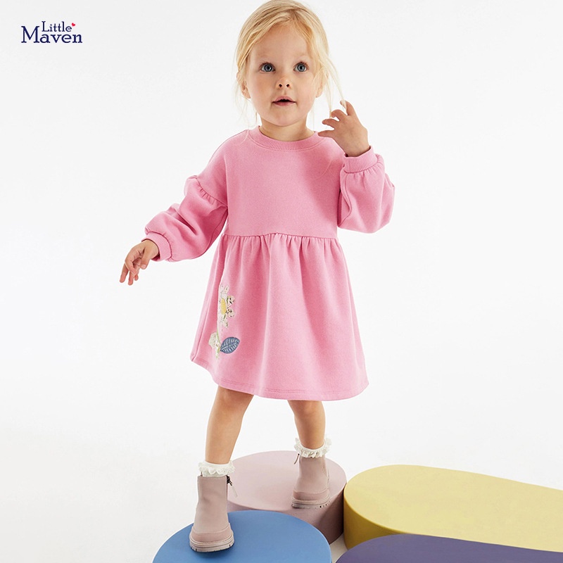 Đầm Vải Cotton Phong Cách Âu Mỹ Thời Trang Mùa Thu Cho Bé Gái