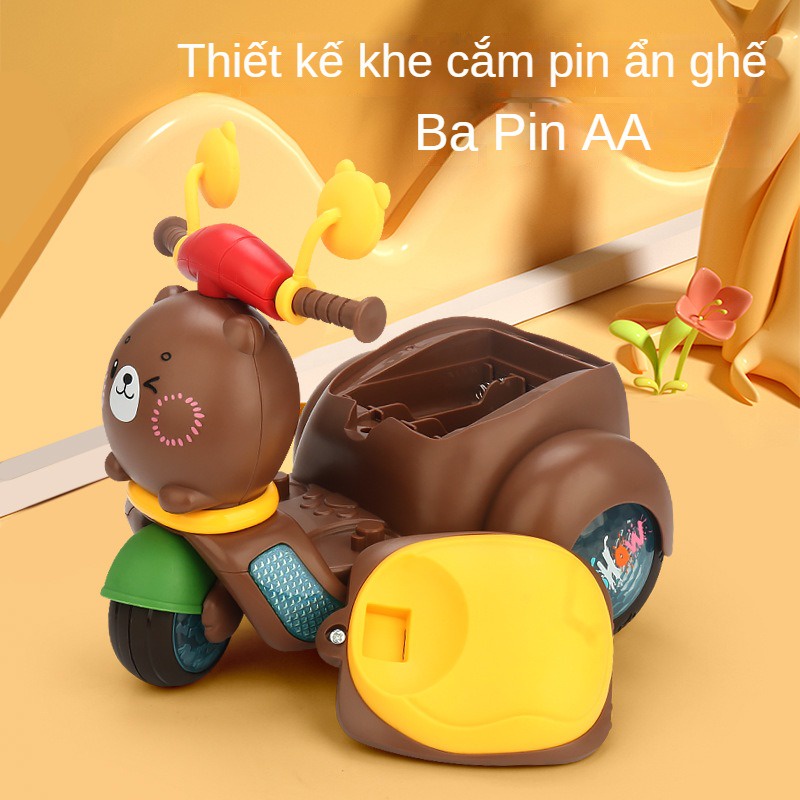 Xe Máy Điện Đồ Chơi Có Nhạc Và Đèn Hình Gấu Cho Bé