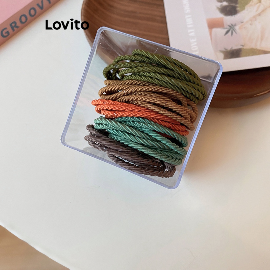 Dây cột tóc Lovito màu trơn đơn giản thường ngày cho nữ L63AD114