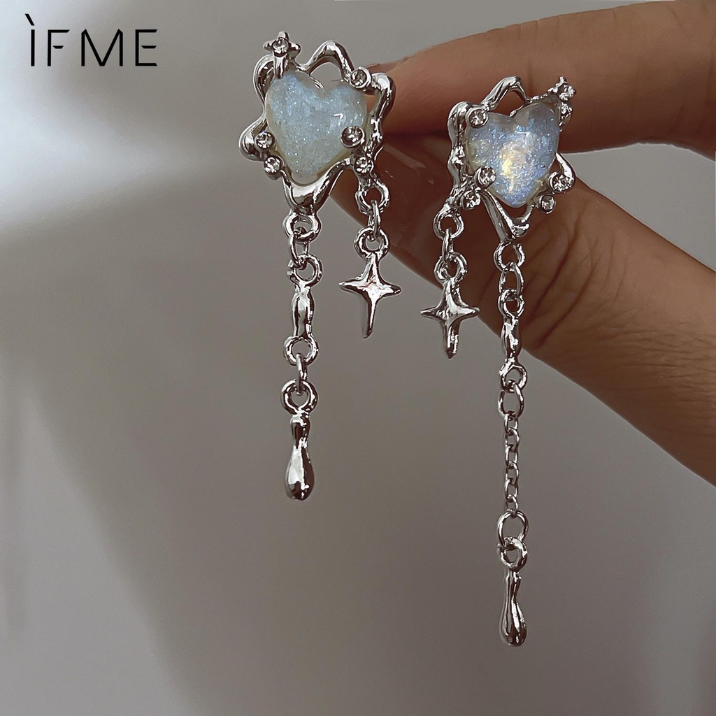 Hoa Tai Dáng Dài Đính Đá zircon Hình Trái Tim / Ngôi Sao Phối Tua Rua Thời Trang Cho Nữ
