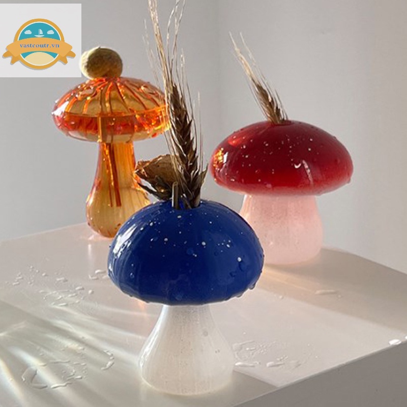 Bình Hoa Thủy Tinh mini Hình Nấm Để Bàn Trang Trí Nhà Cửa vn