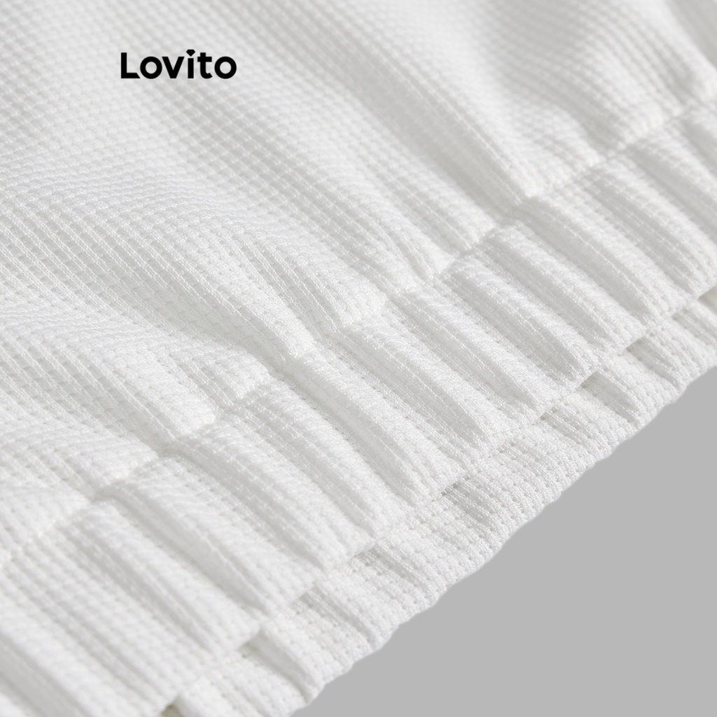 Áo sweatshirt Lovito tay bishop phối khóa kéo màu trơn thanh lịch cho nữ L62ED065