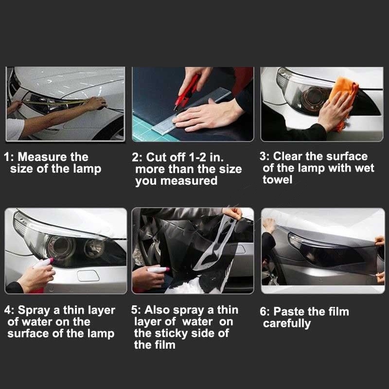 Miếng film Dán Màu Vàng Bóng Dán Đèn Pha Xe Hơi, Kích Thước 120 * 30cm