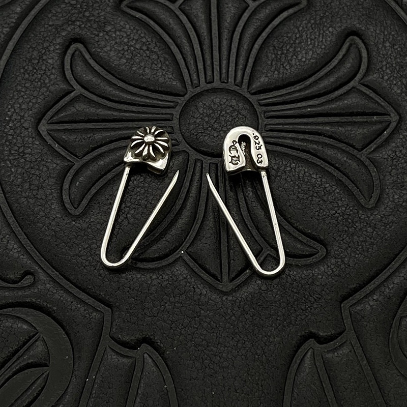 CHROME HEARTS Bông Tai Mạ Bạc 925 22K Hình Trái Tim Sang Trọng