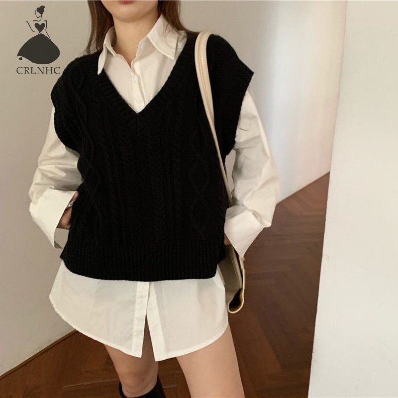 Crlnhc Áo Sơ Mi Dáng Rộng Phong Cách vintage Đơn Giản Thời Trang Mùa Xuân Dành Cho Nữ vn