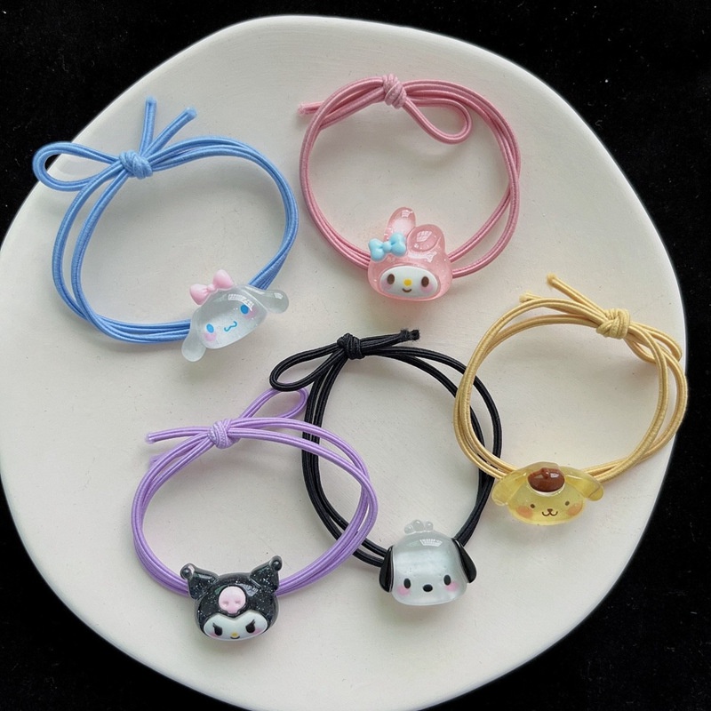 Sanrio Dây Buộc Tóc Cao Su Trong Suốt In Họa Tiết Hoạt Hình melody Cún Comha Đáng Yêu
