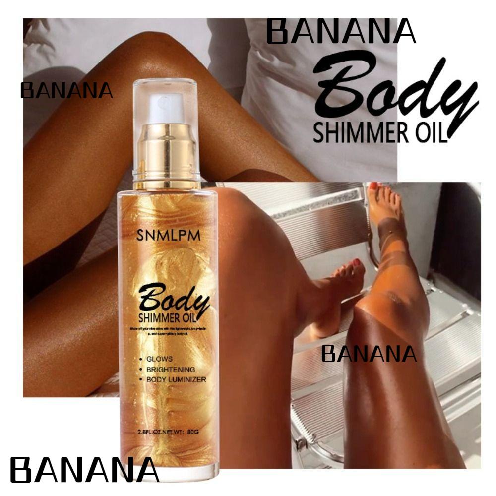 Banana1 body shimmer oil, waterproof moisturing body oil shimmer glow, luminous face & body 4 màu glow illuminator face & body