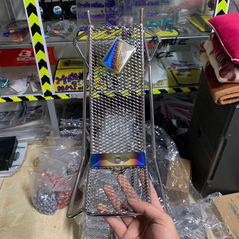 Baga lưới Xiken Inox Sáng Bóng gắn xe máy Wave 50cc-100cc-110cc, Dream