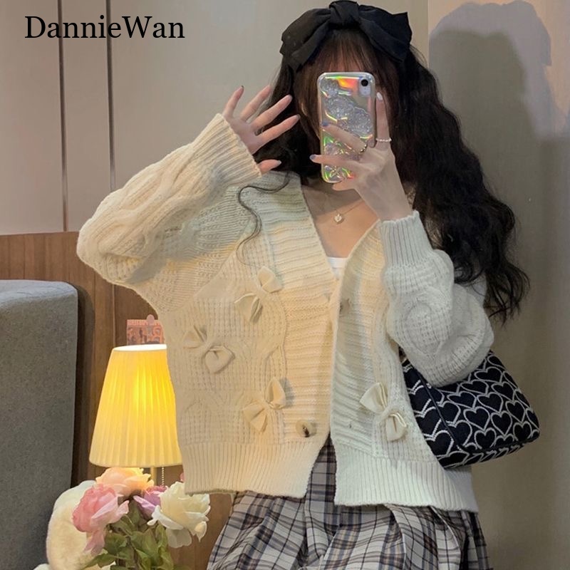 DannieWan Áo Len áo khoác cardigan áo cardigan len Thời trang hàn quốc WMY2390NW3 37Z230911