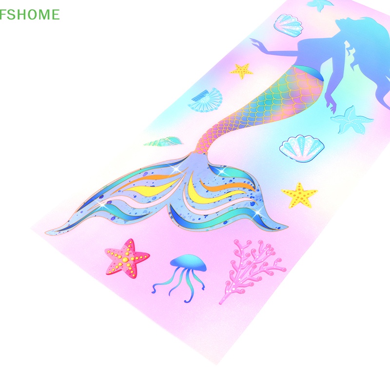 Set 50 Túi Nhựa Đuôi Nàng Tiên Cá Đựng Kẹo Thắt Nơ Ruy Băng Cho Bữa Tiệc Fshn