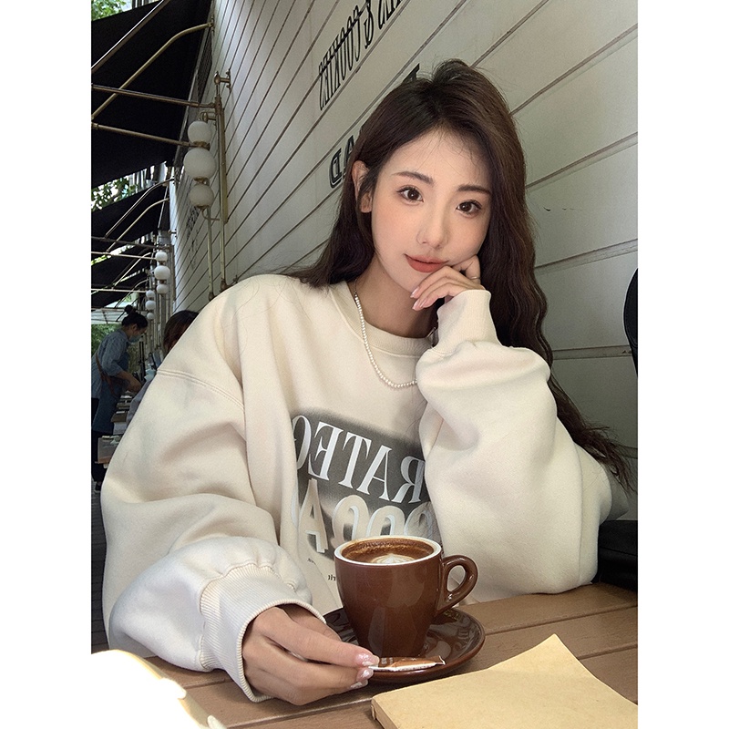Áo sweater Mỏng Tay Dài Dáng Rộng In Họa Tiết Đơn Giản Thời Trang Mùa Thu 2023 Cho Nữ