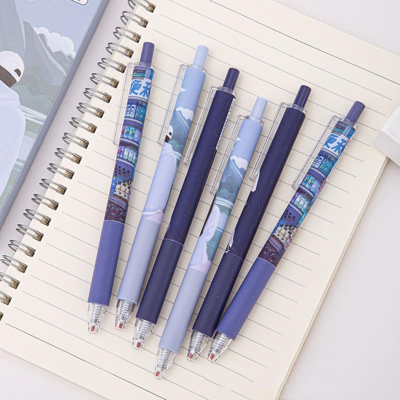 6 Bút Mực Đen Ngòi 0.5mm Cho Học Sinh, Văn Phòng