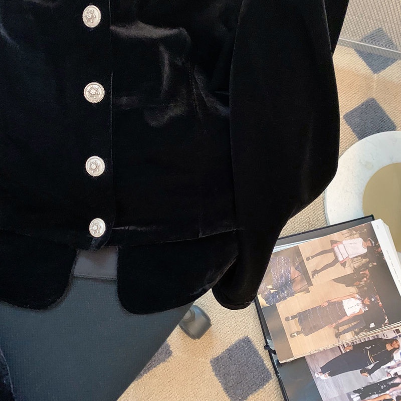 Áo Sơ Mi Nhung Cổ Búp Bê Màu Tương Phản Thời Trang Mùa Xuân Cho Nam Và Nữ