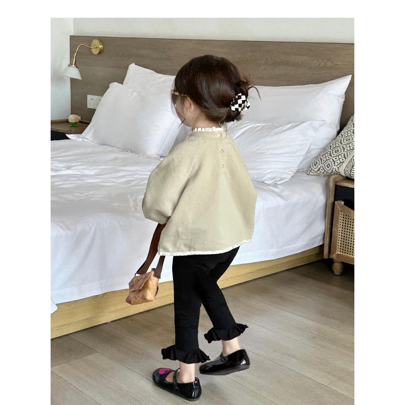 Áo Khoác sweater Phối Ren Thêu Họa Tiết Trái Tim Xinh Xắn Cho Bé Gái 2023