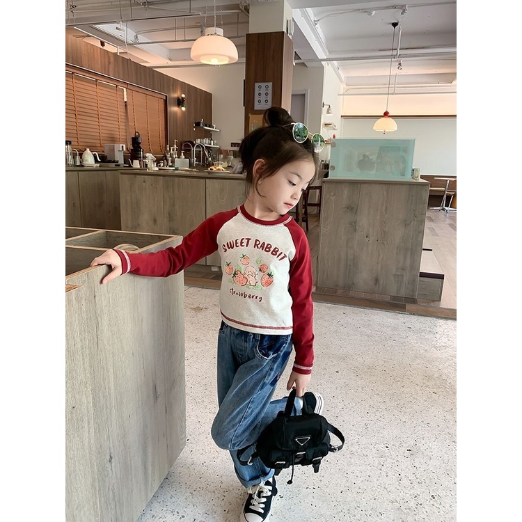 Áo Thun cotton Tay Dài Hở Vai Nhiều Màu Sắc Thời Trang Mùa Xuân Dành Cho Bé Gái