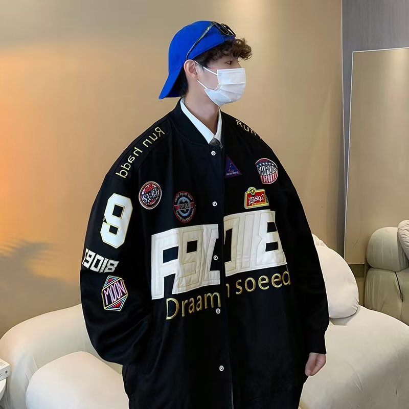 Áo khoác bóng chày nam thêu họa tiết phong cách retro mỹ thời trang mùa thu mới cho cặp Đôi thời trang trẻ trung phong cách hót triend