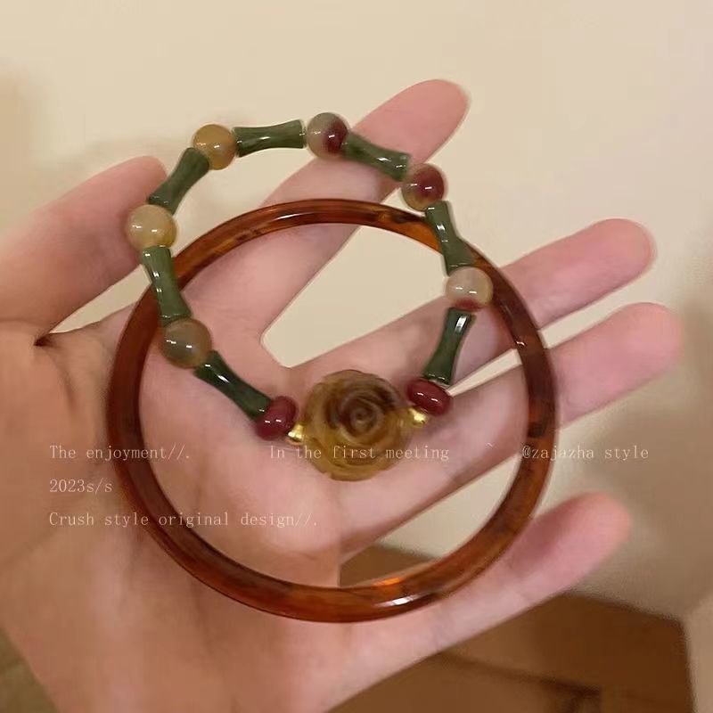 Vòng Tay Hạt Gỗ Đàn Hương Góc Tròn Phong Cách retro Cho Nữ