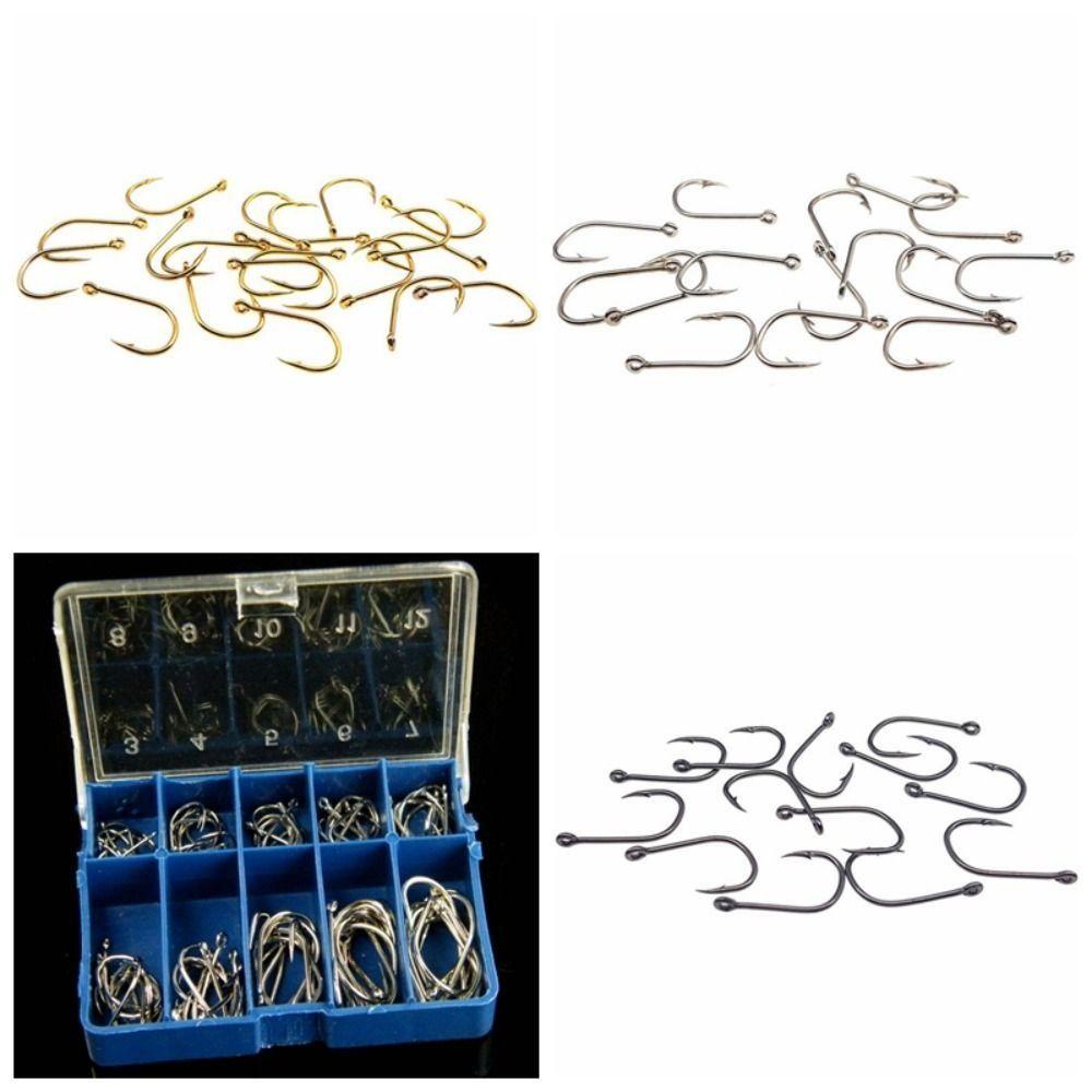 Set 100 Móc Câu Cá dalton Chuyên Dụng #3-#12 Móc Câu Cá Bằng Thép carbon Màu Đen / Bạc
