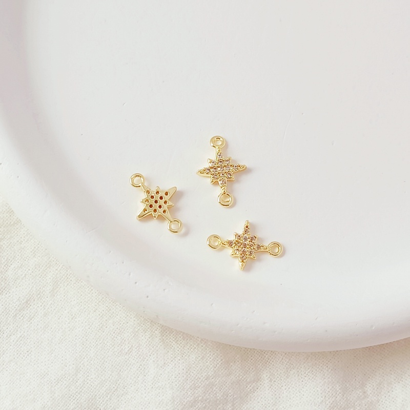 Mặt Dây Chuyền Hình Cỏ Bốn Lá / Trái Tim Khảm Đá Zircon Màu Vàng 14k Làm Trang Sức Thủ Công diy