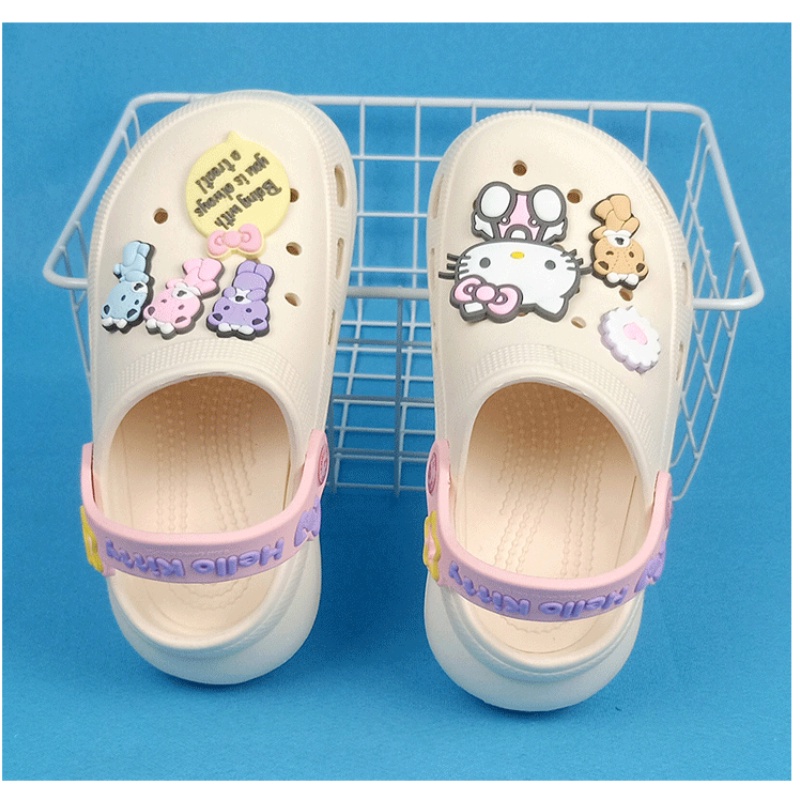 Hellokitty Xăng đan Nhựa eva Đế Dày Họa Tiết Hello Kitty Thời Trang Đi Biển Mùa Hè Cho Bé