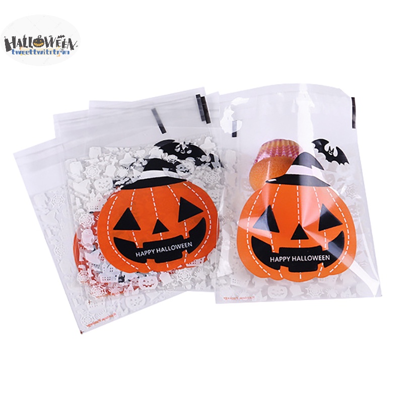 Set 50 Túi Đựng Kẹo / Bánh Quy Có Khóa Kéo Trang Trí Tiệc halloween trtr