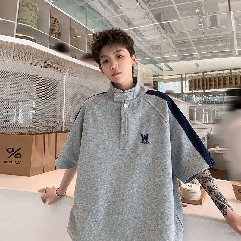 Áo Polo Kiểu Mỹ Nam Ngắn Tay Áo ,Quần Áo Thiếu Niên Triều Thương Hiệu Xu Hướng , áo nam