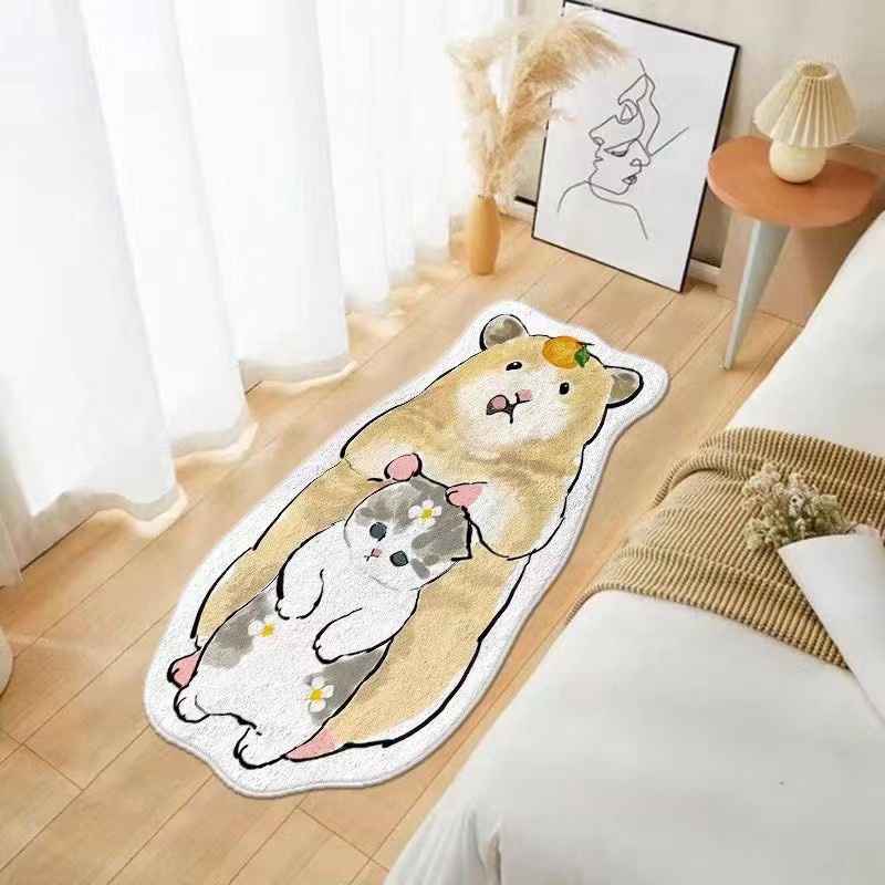 Thảm Chùi Chân Mềm Mại Chống Thấm Nước In Họa Tiết Hoạt Hình Trang Trí Nhà Cửa