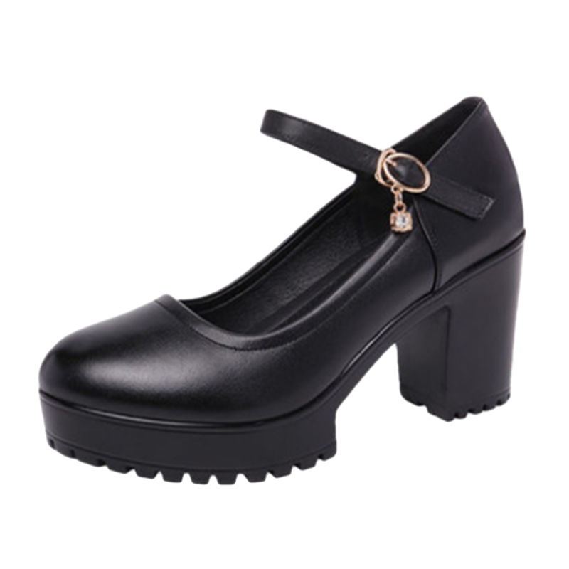 Giày Cao Gót Da Mềm Đế Dày Chống Thấm Nước Thời Trang Cho Phụ Nữ Trung Niên