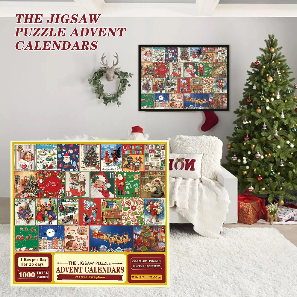 Christmas Advent Calendar Jigsaw Puzzle Christmas Holiday Puzzle for Kids Gifts