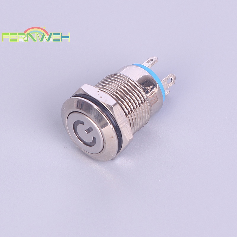 Công Tắc Nhấn Đèn led 12mm 12v Bằng Kim Loại Màu Đen Chống Thấm Nước