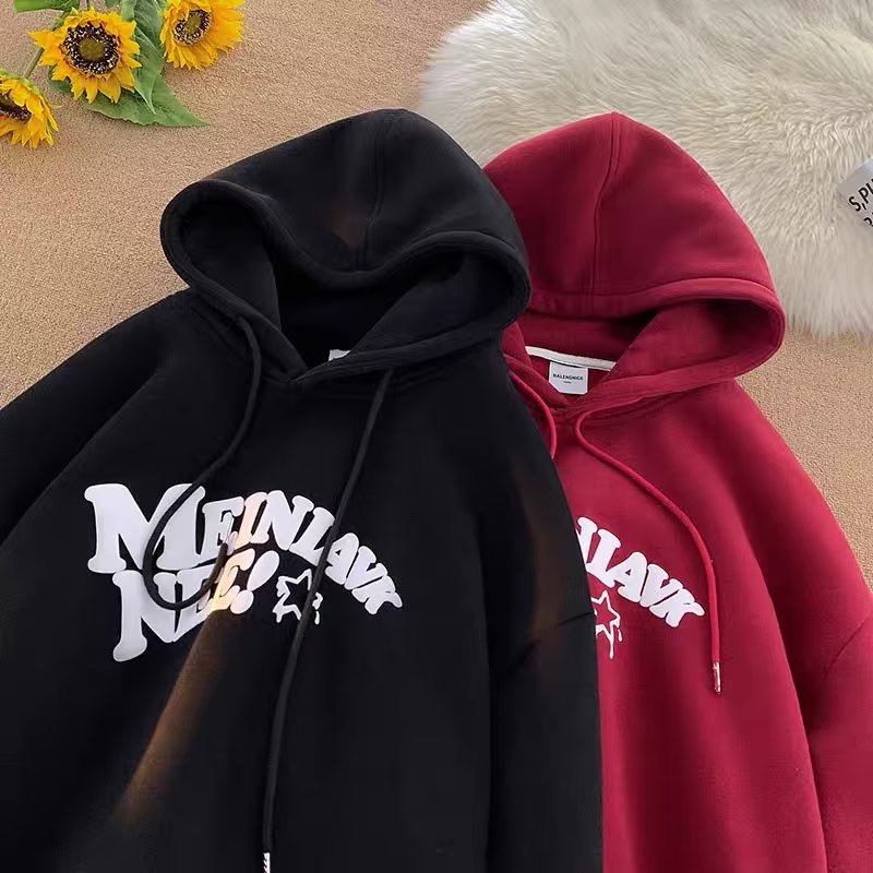 Áo hoodie Nhung Dày Dặn Tay Dài In Chữ sense Màu Xanh navy Cỡ m-5xl Thời Trang Mùa Thu Cho Nam