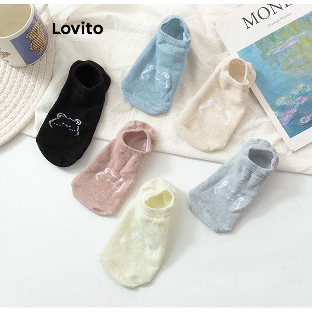 Lovito Tất cơ bản trơn thông thường cho nữ LNA27263