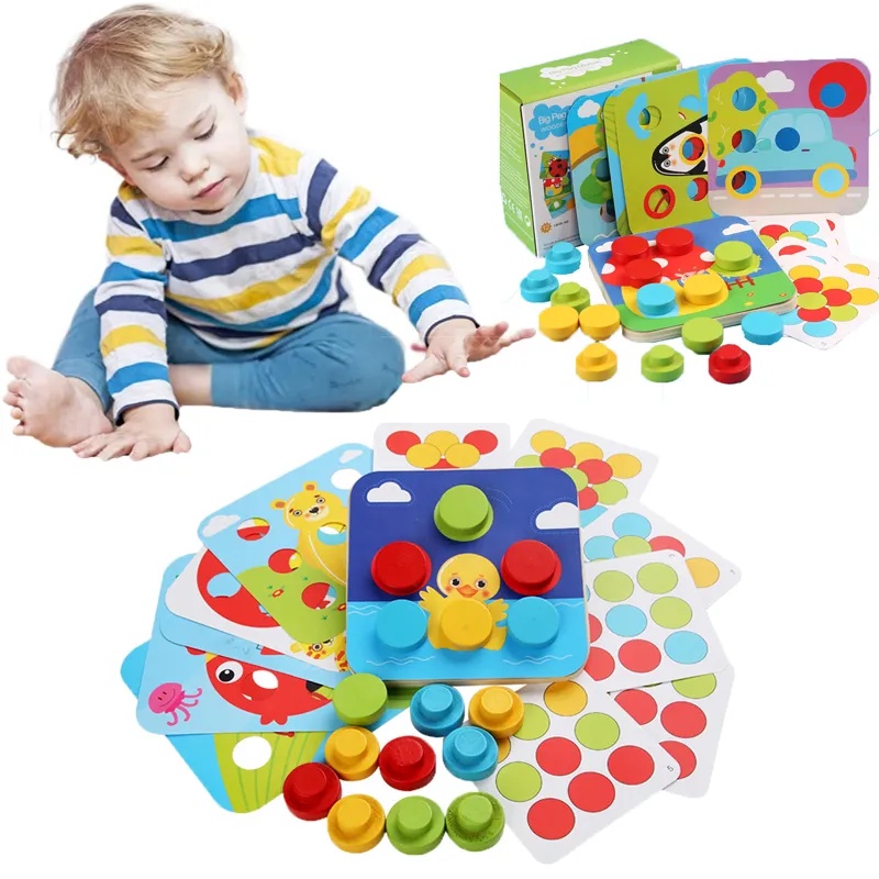 BOARD ARTS AND CRAFTS WITH MUSHROOM NAILS BUTTON IDEA COLOR MATCHING GAME CHILDREN BEST PRESCHOOL EDUCATIONAL BOARD GAME